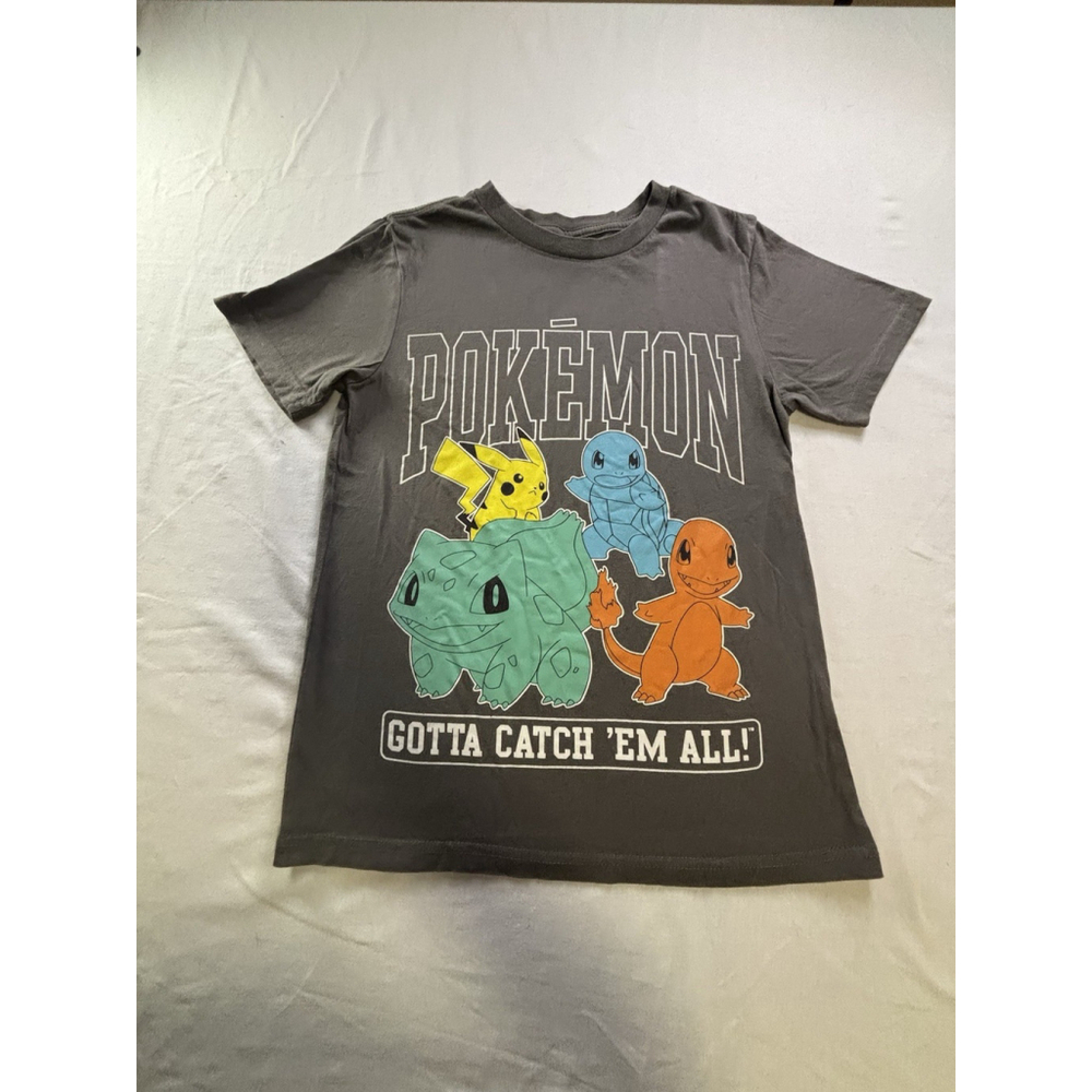 Pokémon Starter Trio T-Shirt‎ Pikachu Squirtle Charmander Bulbasaur Gray Size M